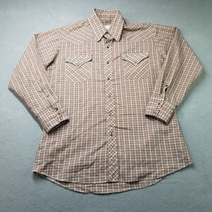 Vintage Stockman by PMC Snap Button Western Shirt Men Size L 16 Plaid Cowboy 70s